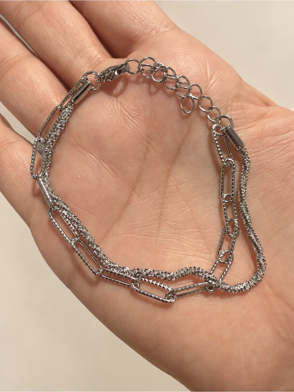 Layered Chain Bracelet in Silver Like New Steel 316L